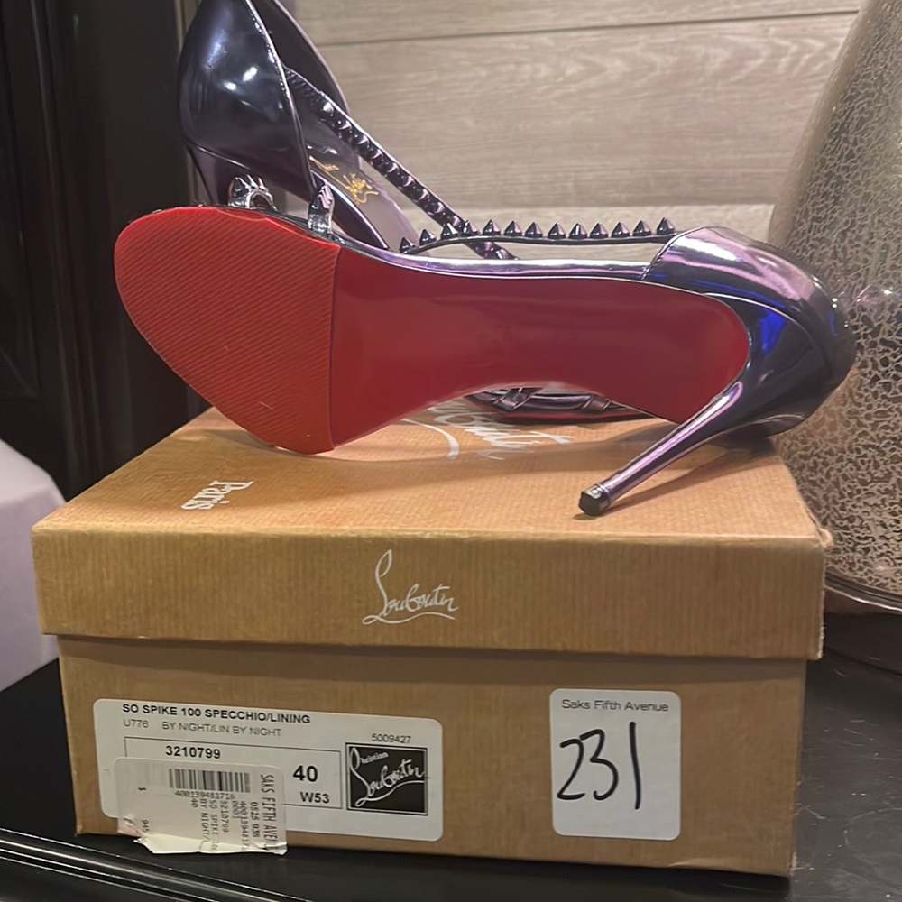 Christian louboutin Red Bottoms SO Spike Blue heels size 40 worn 1 time
